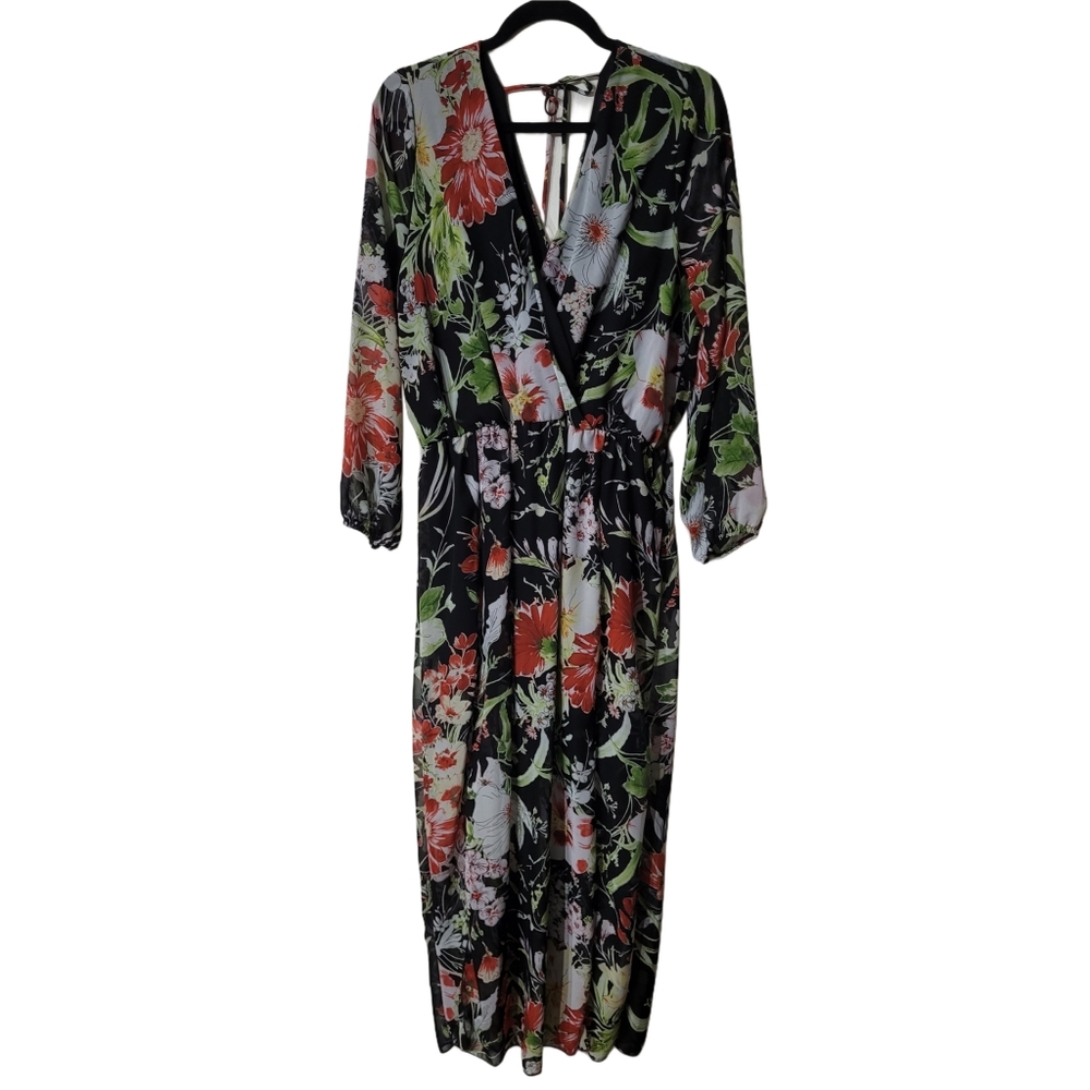 Zenobia Black and Multicolor Floral Dress Size XXL